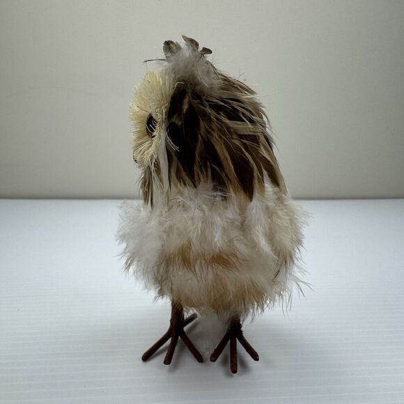 OWL Decor Beige Brown FEATHERS Free Standing HOME DECOR Bird - Picture 3 of 9